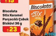 BİSCOLATA STİX KARAMEL PARÇACIKLI ÇUBUK BİSKÜVİ 36 G